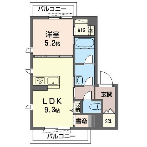 【間取り】 | エスタシオン【SHM】 | カップルさんにオススメの1LDKタイプ！全室洋室で過ごしやすいですね☆なんと言っても角部屋なのが嬉しい♪