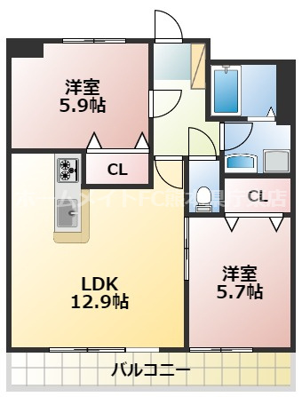 熊本市南区田井島２丁目の賃貸マンションの間取り