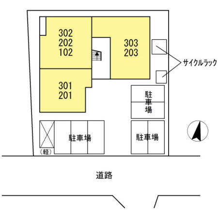 熊本市中央区本荘４丁目のアパートの区画図
