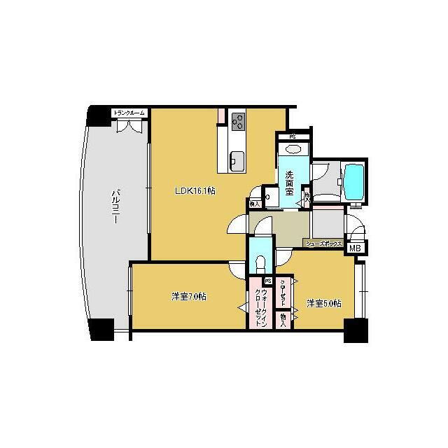 熊本市中央区新屋敷１丁目の賃貸マンションの間取り