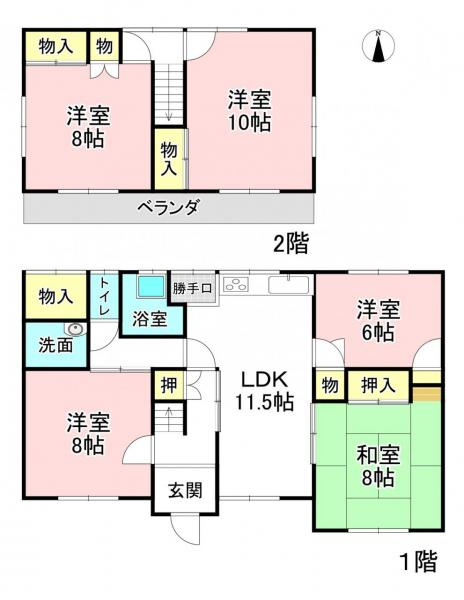 各務原市尾崎北町2丁目　5ＬＤＫの間取り