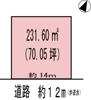 各務原市鵜沼東町3丁目　70.05坪の土地図
