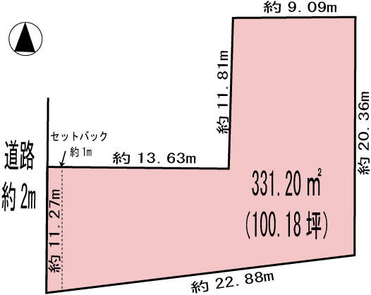 各務原市鵜沼各務原町1丁目　100.18坪の土地図