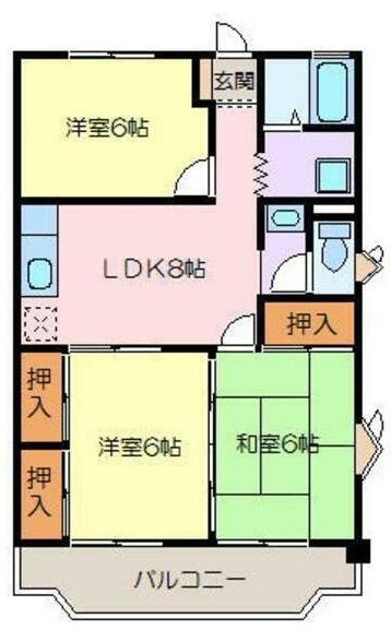 熊本市東区尾ノ上４丁目の賃貸マンションの間取り
