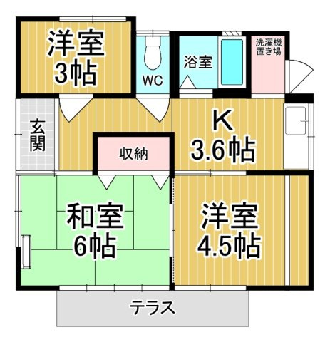 【間取り】 | 粕谷貸家 | ファミリーさん向けのお部屋です♪