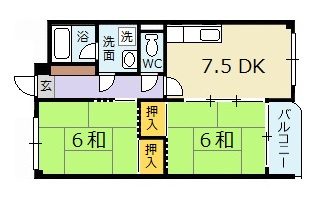 広島市安佐北区口田４丁目の賃貸マンションの間取り