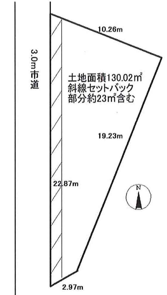 川越市笠幡　建築条件なし売地　「鶴ヶ島駅」徒歩30分　敷地32坪　の土地図