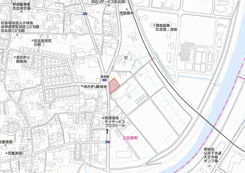 都城市志比田町の売地の土地図