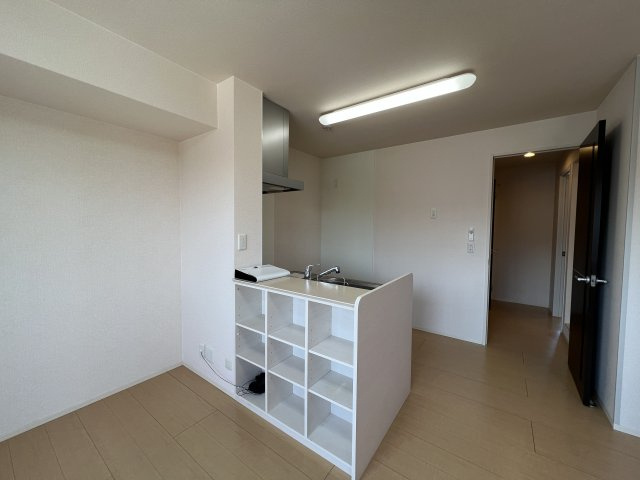 ルミエール新道のキッチン|カウンター裏は収納棚になっています