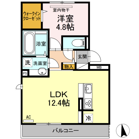 熊本市中央区九品寺３丁目のアパートの間取り