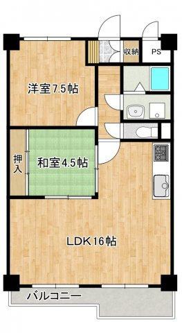 箕面市半町３丁目の賃貸マンションの間取り
