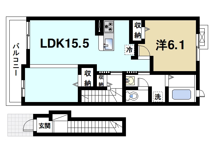 ＨｅｒｉｔａｇｅⅠの間取り|1LDKの間取りです