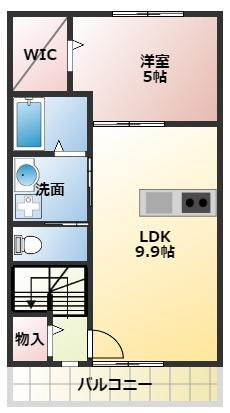 【間取り】 | ヒッポ阿方　B棟 | １LDKタイプのお部屋です。