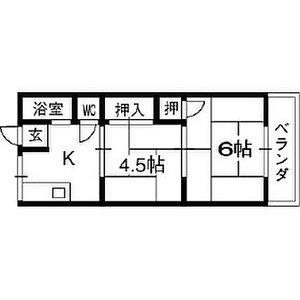 【間取り】 | 田中マンション | 2DK
