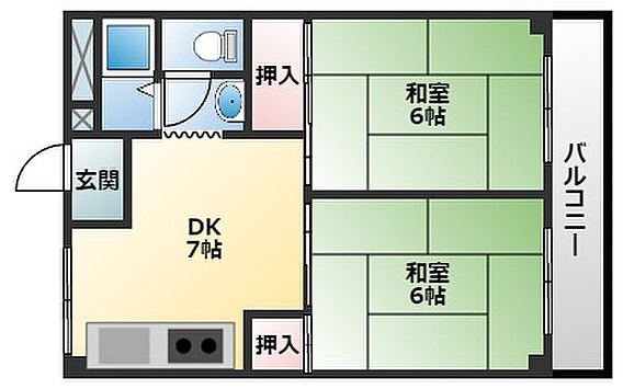 【間取り】 | 駅前コーポラス | 2DK