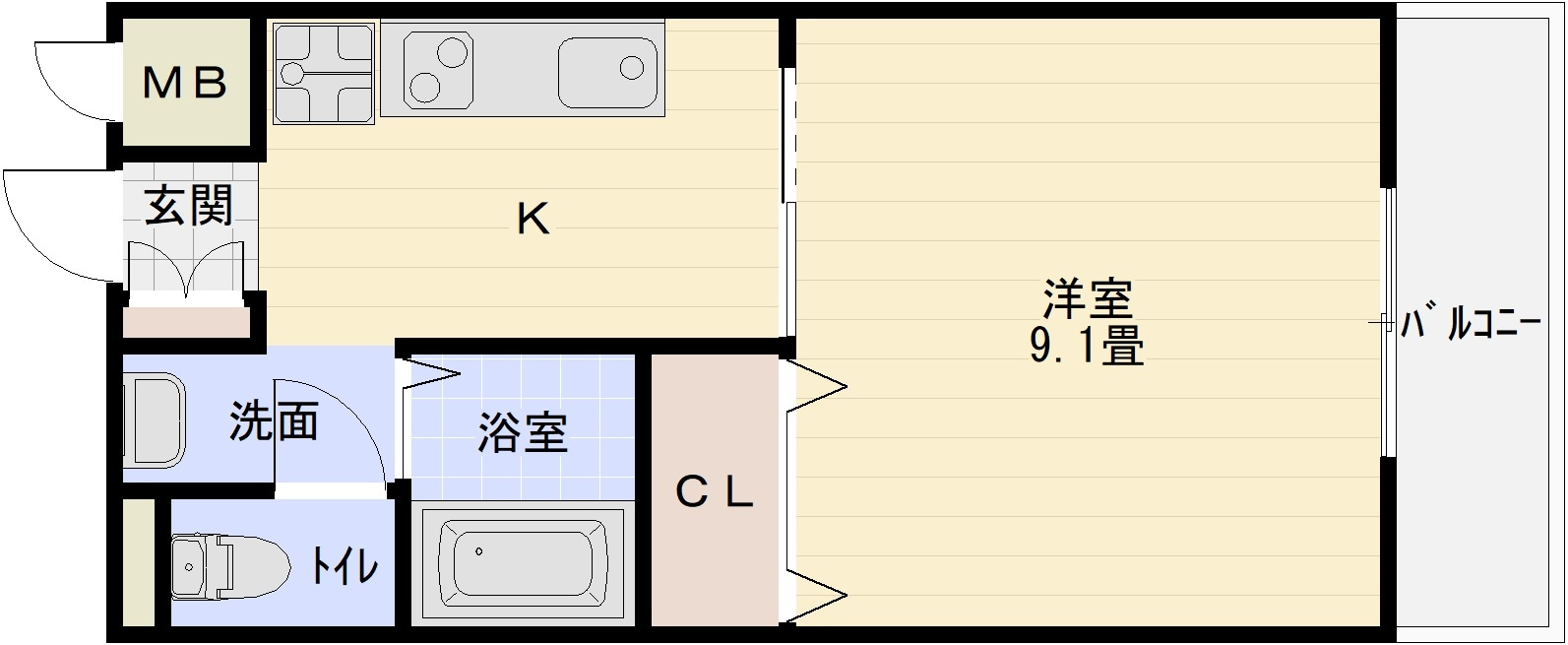 レナードユーの間取り|レナードユー　1K　RC　鉄筋コンクリート　関屋駅　駅近