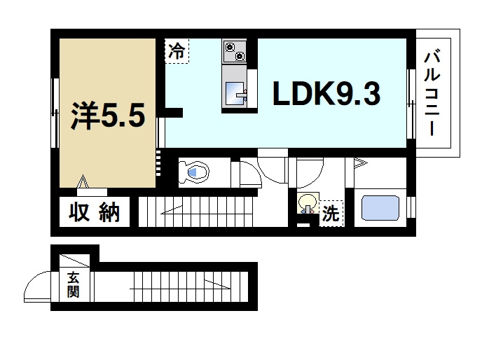 カリュオンの間取り|1LDKの間取り