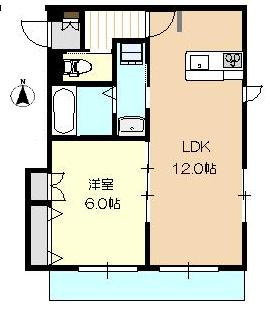 【間取り】 | フローラ | LDK、洋室共に南に面して採光のとれるお部屋です。