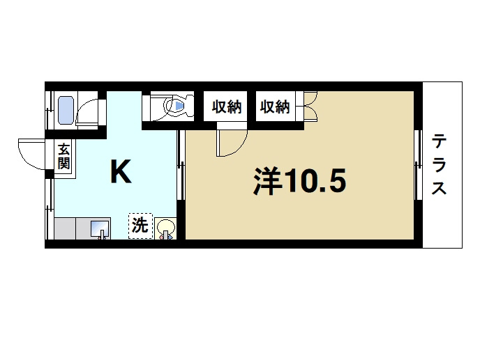 ロイヤル学園前PART-Ⅰの間取り|風通しがよく快適な生活を満喫できます