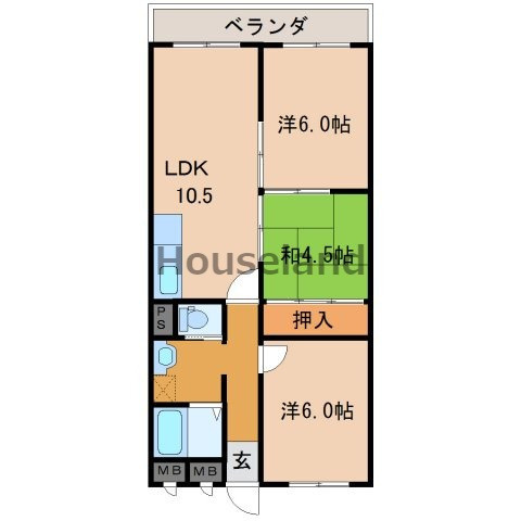 友田町ロイヤルコーポの間取り