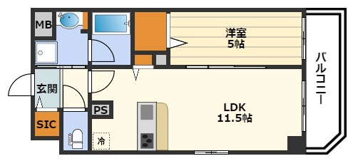 ルアナ北梅田の間取り|※内装写真は反転タイプです