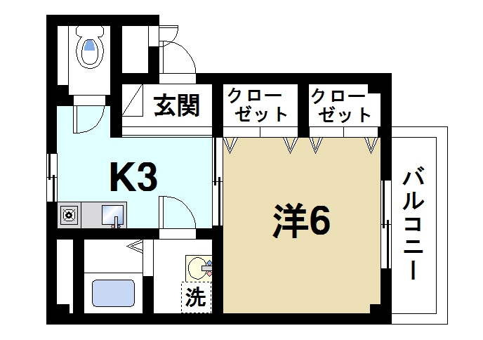 アルカザーレＮの間取り|1Kの間取りです