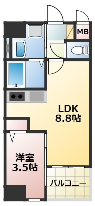 熊本市中央区米屋町２丁目の賃貸マンションの間取り