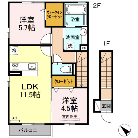 【間取り】 | リヴェールパレス　B棟 | 2LDKのお部屋です