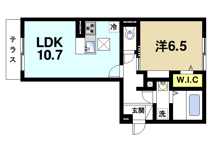 クレアール西九条の間取り|ゆったりと暮らせる1LDKの間取りです。