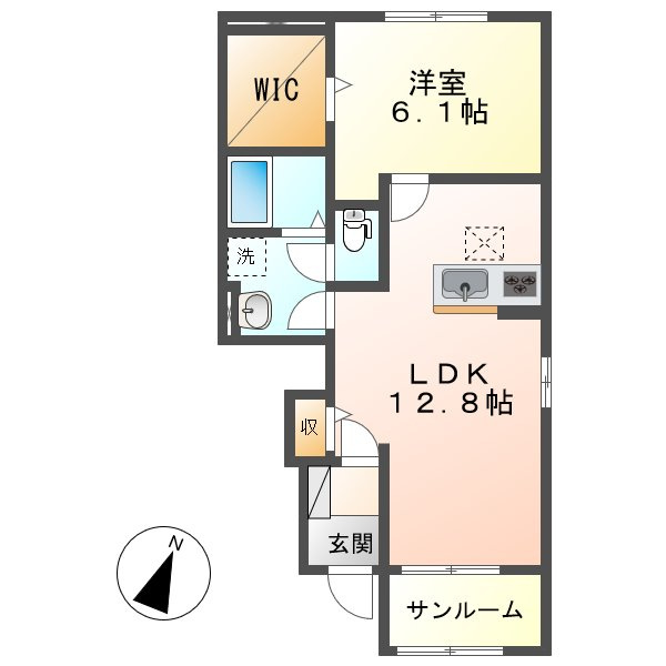 倉敷市連島町亀島新田のアパートの間取り