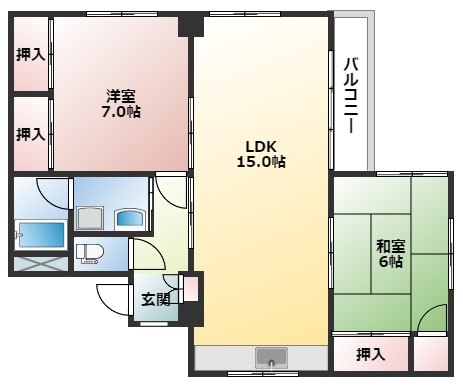 広島市西区庚午南１丁目の賃貸マンションの間取り