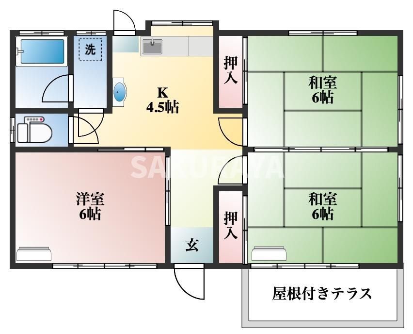 吉川方貸家の間取り
