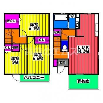 【間取り】 | レジダンス井尻　Ａ棟 | レジダンス井尻　Ａ棟の間取り