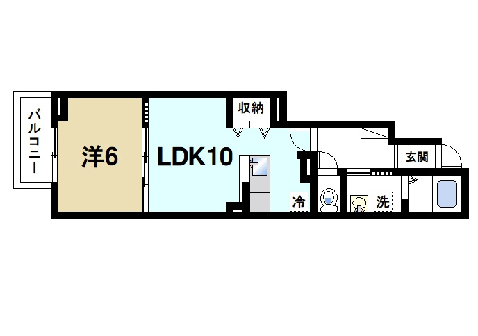 レジデンス・スルガの間取り|広々とした1LDKの間取りです