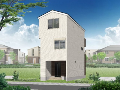 【外観パース】 | ☆超・絶・緊・急・値・下・げ☆仲介手数料不要！藤沢市弥勒寺１丁目B号棟 | 玄関側は爽やかなホワイトメインカラー！