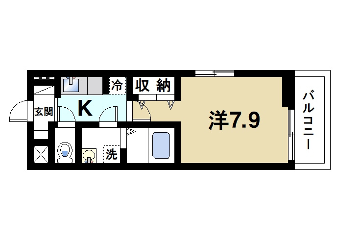 メゾンド・ローズの間取り|1Kの間取りです