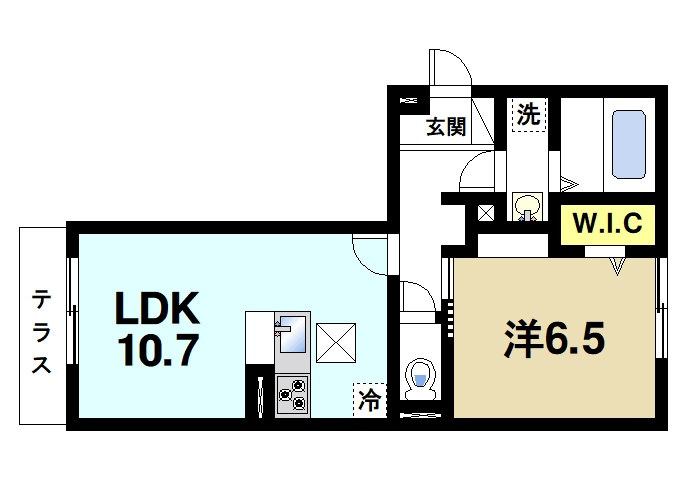 アヴニール西九条の間取り|ゆったりと暮らせる1LDKの間取りです。