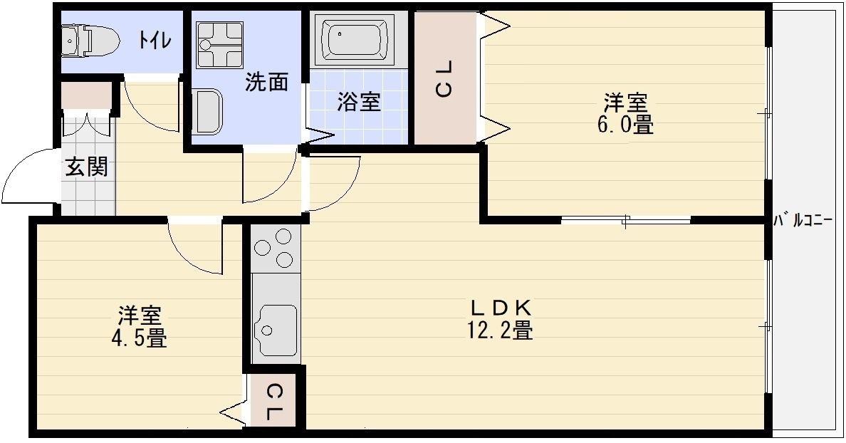 アメニティハイツの間取り|アメニティハイツ　間取り　2LDK