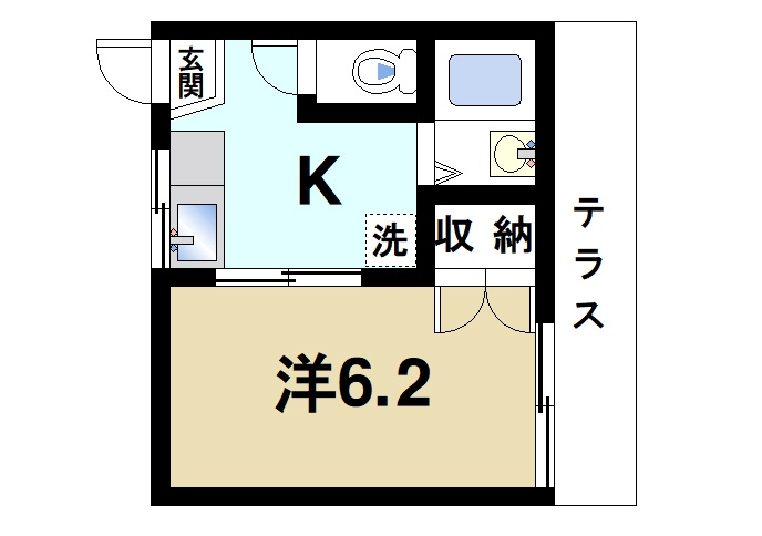 タウニィ高畑の間取り|お一人暮らしにピッタリの1Ｋのお部屋です。