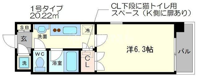 フェーリス北堀江の間取り