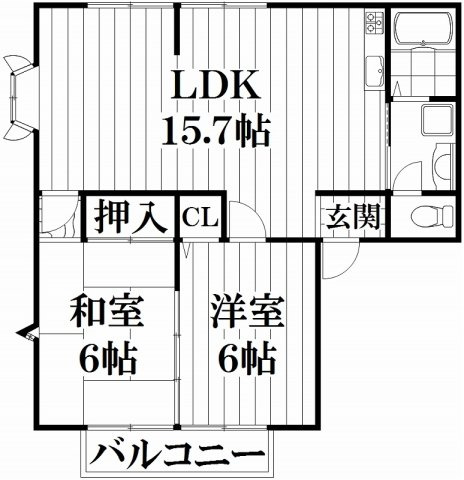 【間取り】 | ハイツまい | ※出窓なしタイプ