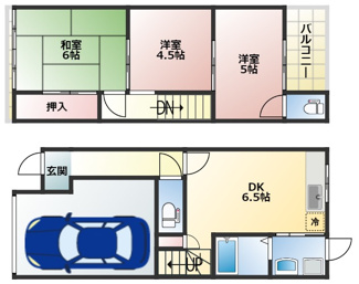 【間取り】 | 駒ヶ林町4丁目貸家
