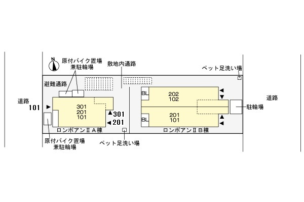 ロンポアンⅡーＢの区画図