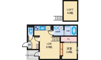 【間取り】 | Y&C高畑 | 略図の為、現状優先
