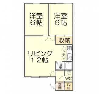 【間取り】 | 清水ハイツ | 2LDK。風通し良い間取り