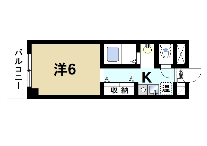 北之庄西町ビルの間取り|お一人暮らしにピッタリの1Ｋのお部屋です。