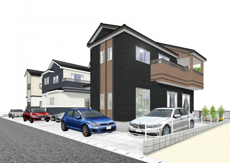 ブルーミングガーデン　岡山市中区四御神の外観パース