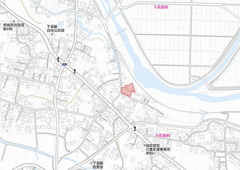 都城市下長飯町の売地の土地図