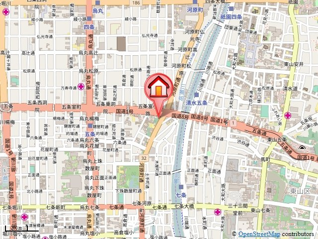 リーガル京都河原町五条の地図