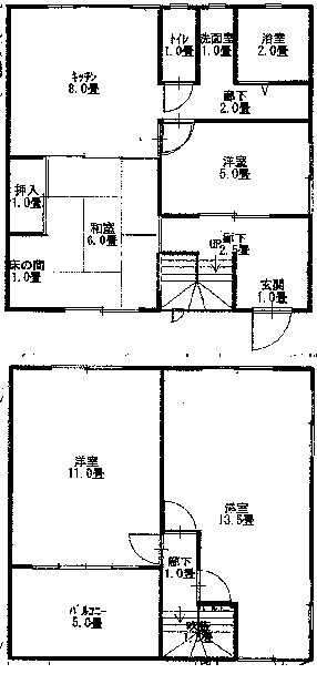 和歌山市坂田・中古戸建・54340の間取り